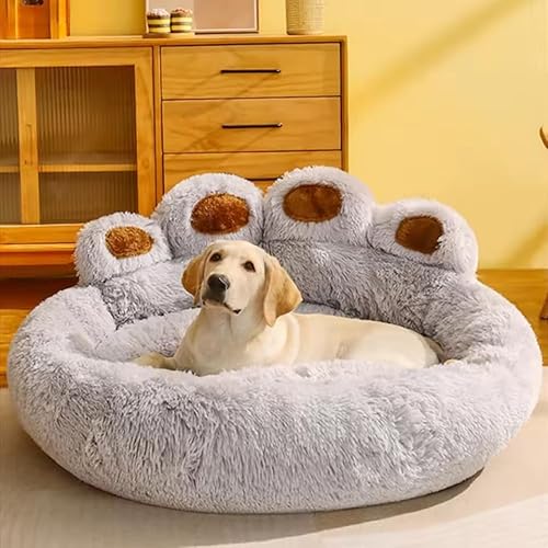 muamo Hundebett mit erhöhtem Rand, 50-90 cm, Grau/Braun/Rosa, Maschinenwaschbar (Grau, XL) von muamo