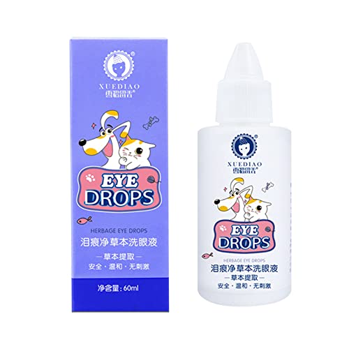 Dog and Cat Eye Wash - Pet Eye Drops, Eye Cleaner for Dogs and Cats,Hunde-Tränenflecken-Reiniger, verbessert Allergie-Symptome, Infektionen und tränende Augen, sicher für alle Tiere (1Pc) von mugeleen