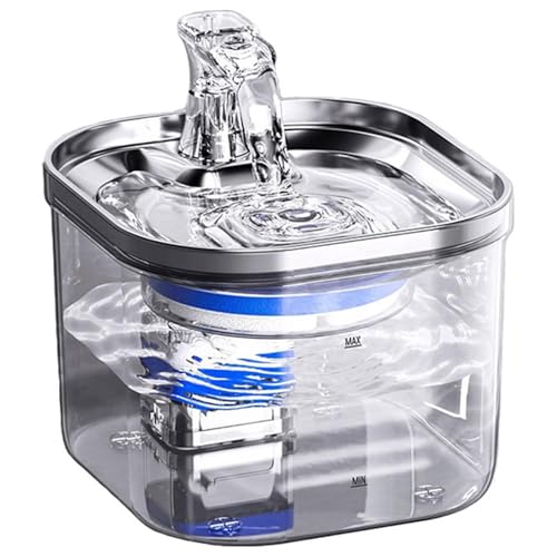 Katzen Wasserbrunnen zum Trinken, 2L/1,899.4 g Transparent Katze Wasserbrunnen, 304 Edelstahl, Geeignet für Katzen Welpen Indoor Katzen Wasserbrunnen zum Trinken, 2L/1,899.4 g Transparent Katze Wasserbrunnen, 304 Edelstahl, Geeignet für Katzen Welpen Indoor von mumisuto