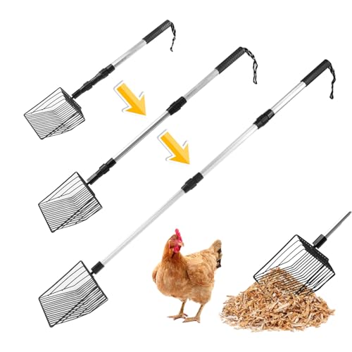 Katzenstreuschaufel,58-106cm Verstellbare Metall Katzenklo Schaufel mit Langer Griff,Katzenkotschaufe Katzenschaufel für Katzenklo mit tiefer Schaufel,Hühnerstall Reinigungswerkzeuge für Haustier von mumisuto