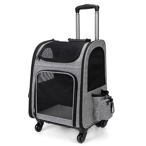 Trolley Stil katzentransportbox, Transportbox Katze mit Rädern 360° Drehbar Trolley-Rucksack Oxford Stoff katzenrucksack für Kleine Hunde und Mittelgroße Katzen bis zu 15 KG,Komfort und Atmungsaktiv Trolley Stil katzentransportbox, Transportbox Katze mit Rädern 360° Drehbar Trolley-Rucksack Oxford Stoff katzenrucksack für Kleine Hunde und Mittelgroße Katzen bis zu 15 KG,Komfort und Atmungsaktiv von mumisuto