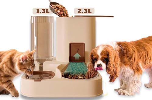 Automatisches Katzenfutter und Wasserspender Set 2 in 1 - All-in-One Gravity Pet Feeder mit Edelstahl Katzenfutterschale, Schwerkraft Wassernapf für Katzen und Hunde, Katzenfutterspender und von mumu.shop
