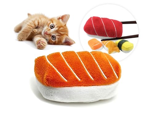 munchiecat Single Nigiri Sushi Katzenspielzeug – Premium-Qualität, Bio-Katzenminze, Plüsch-Spielspielzeug für Katzen – Erschwinglicher Luxus für Katzenliebhaber (Orange Lachs) von munchiecat