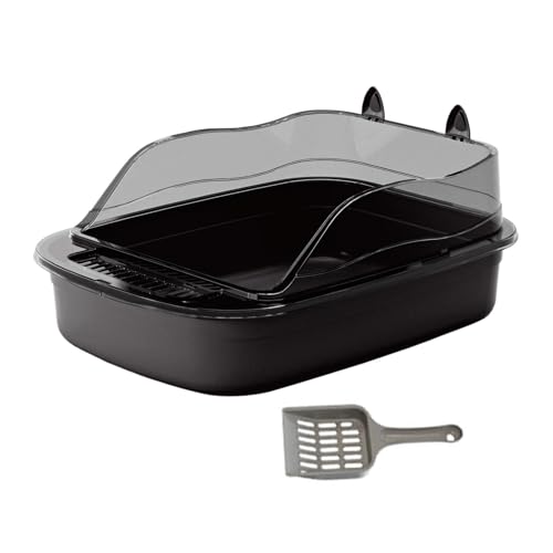 Extra große Katzentoilette mit hohen Seiten - Stabile Pfanne, Anti-Splash Katzentoilette, Universal Kitty Toilettenschale für den Heimgebrauch (Schwarz) von munufe