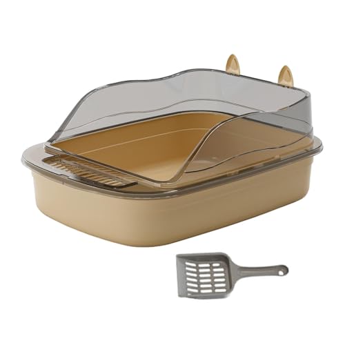 Extra große Katzentoilette mit hohen Seiten - Stabile Pfanne, Anti-Splash Katzentoilette Behälter, Universal Kitty Toilettenschale für den Heimgebrauch ​ (Braun) von munufe