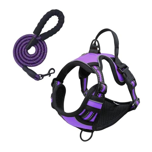 Reflektierendes Hundegeschirr, Westen-Stil, kein Ziehen, für mittelgroße und große Rassen, Violett, Größe M Reflektierendes Hundegeschirr, Westen-Stil, kein Ziehen, für mittelgroße und große Rassen, Violett, Größe M von muzoira