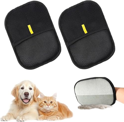 muzoira Tierhaarentferner-Handschuhe – doppelseitiger Fellpflege-Handschuh für Katzen, Hunde, Sofa und Badewanne (2 Stück, 18 x 24 cm) von muzoira