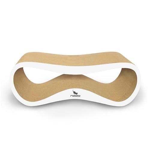 LUI XL mykotty Wellpappe Kratzbrett für alle Katzen zum Spielen, Schlafen, Kratzen – sicher & ungiftig, Katzenkratzliege Solide, Langlebig, Ideal für Grosse Katzen – 85,5x32,5x30 cm – Weiß (Weiß) von myKotty