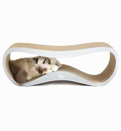 myKotty Design Kratzbank LUI – für natürliche Kratzbedürfnisse & Möbelschutz – Wellpappe Kratzbrett für alle Katzen zum Spielen, Schlafen, Kratzen – sicher & ungiftig – 75x25x26 cm – Grau von myKotty