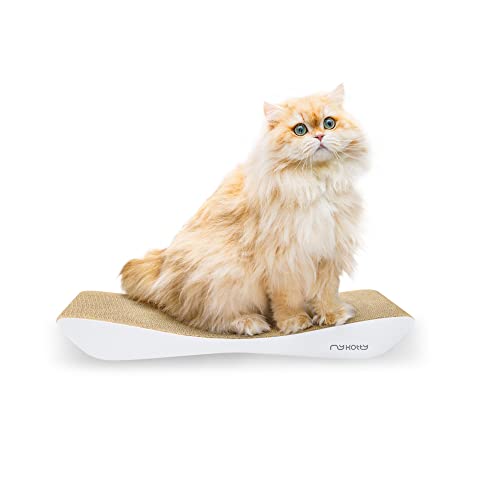 myKotty Mobiler Kratzbank TOBI - Flexibles Kratzmöbel für Katzenliebhaber - Ideal für Nähe & Bequemlichkeit - 59x7x25 cm - Farbe: Weiß von myKotty