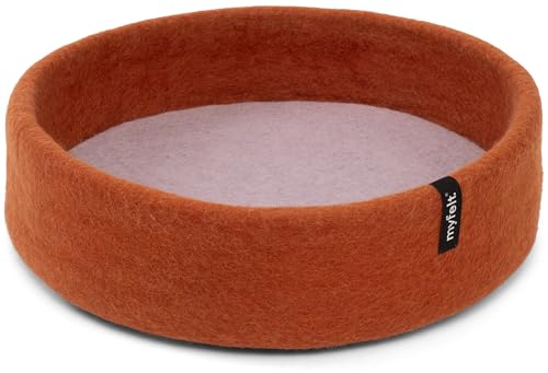 myfelt Lora Schurwolle-Hundekorb, Rostrot mit lavendelfarbenem Inlay, 40 x 13 cm von myfelt