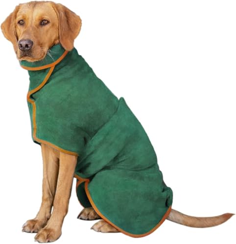 mymai Haustier Bademantel aus Korallenfleece - Schnelltrocknend, Saugfähig, in Grün, für Kleine bis Große Hunde, 3 Größen (L) von mymai