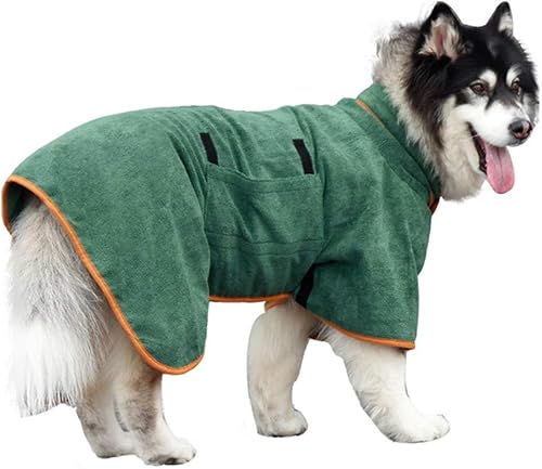 mymai Haustier Bademantel aus Korallenfleece - Schnelltrocknend, Saugfähig, in Grün, für Kleine bis Große Hunde, 3 Größen (M) von mymai