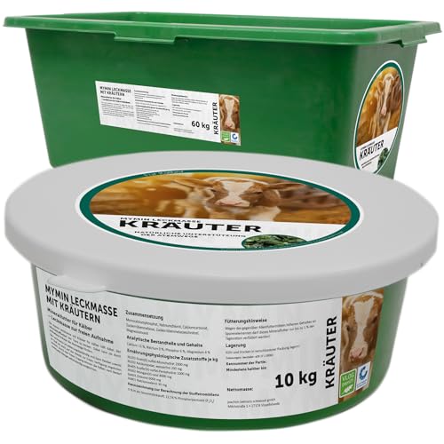 MyMin Leckmasse Kalb mit Kräutern – Mineral-Leckmasse für Kälber mit Kräutern, Vitaminen & Spurenelementen | Wachstum, Abwehr & Atemwege | Wetterfest & schmackhaft | Für Stall & Weide (Weiß, 10 kg) von mymom