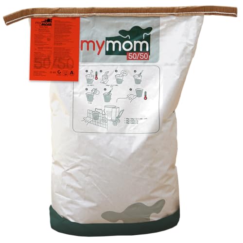 mymom 50/50 Vollmilchergänzer – Kolostrum- & Vitamin-Booster für Kälber | 1:1 Mischung mit Vollmilch | Immunglobuline, Probiotika & ätherische Öle | 10:24 Fett-Eiweiß | 25 kg Sack von mymom