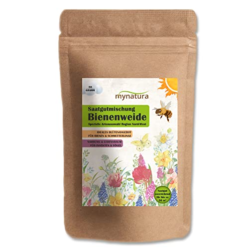 mynatura Bienenweide Nord-West Bienen | Blumenwiese | Blumen | Weide | Saatgut | Saatmischung | Schmetterlinge | Insekten | Lebensraum | Natur (1x50g) von mynatura