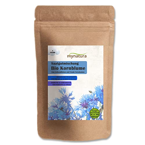 mynatura Kornblume Bio Saatgutmischung Kornblumen | Pflanzen | säen | Garten | Terrasse | Balkon | Bienen | Schmetterlinge | Artenschutz | Natur (3x4g) von mynatura