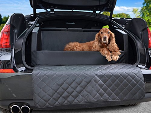 Travelmat PLUS Kofferraum Hundebett fürs Auto 90x70 cm Kunstleder mit orthopädischer Liegefläche schwarz von Mypado