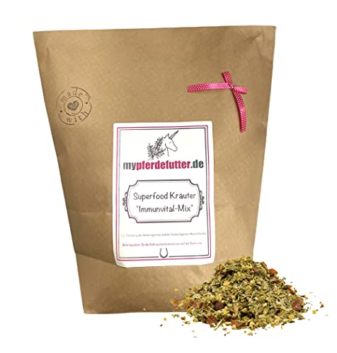 mypferdefutter Immunvital-Mix - Kräuter für Pferde 100% Natur PUR - Pferdekräuter frei von Zusätzen - Stärkung der körpereigenen Abwehrkräfte und des Immunsystems (500 g) von mypferdefutter