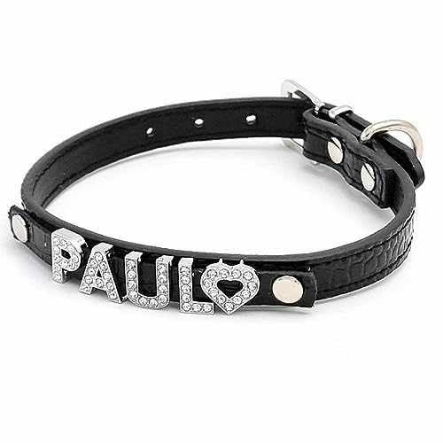 Cooles Kroko Hundehalsband personalisiert mit Glitzersteinen + Symbol Schwarz/S 27-33cm Cooles Kroko Hundehalsband personalisiert mit Glitzersteinen + Symbol Schwarz/S 27-33cm von mypfote.com