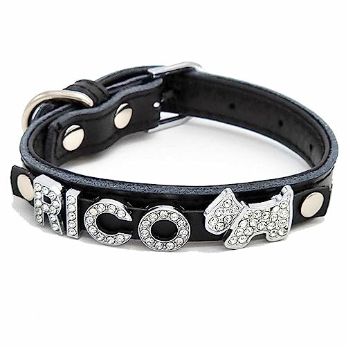 Edles Hundehalsband aus Leder personalisiert mit Glitzersteinen + Symbol Schwarz/XS 20-27cm Edles Hundehalsband aus Leder personalisiert mit Glitzersteinen + Symbol Schwarz/XS 20-27cm von mypfote.com