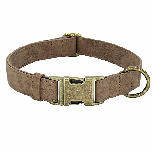 Edles Hundehalsband im Vintagelook mit Messingschnalle und kostenloser Gravur Name und Telefon M 33-54cm / Kaffeebraun von mypfote.com