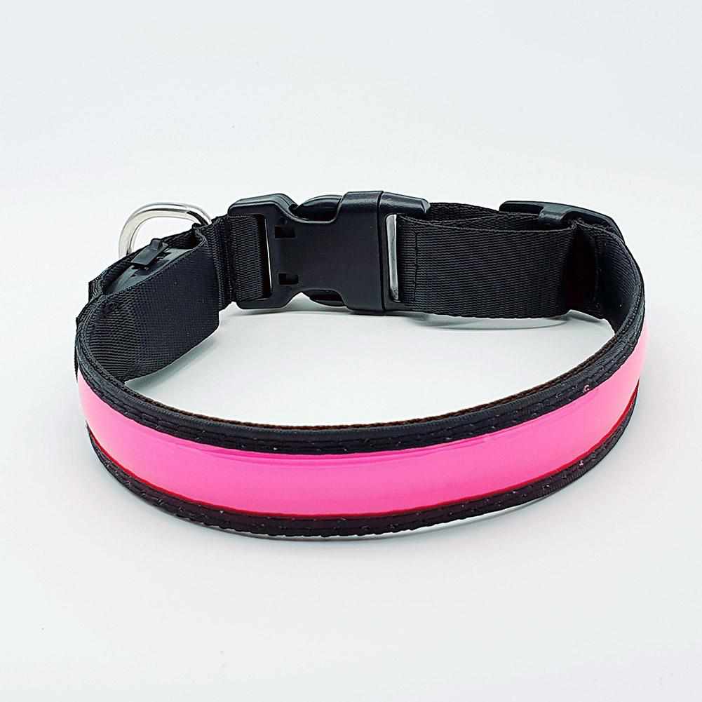 LED Hundehalsband, Stabiles Nylon Halsband für Hunde zum Aufladen – Pink / L 50-60cm LED Hundehalsband, Stabiles Nylon Halsband für Hunde zum Aufladen – Pink / L 50-60cm von mypfote.com