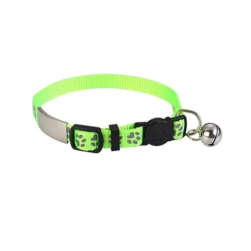 Reflektierendes Katzenhalsband mit Gravur – Personalisiert mit Name & Telefonnummer – Robustes Nylon & Edelstahl – Gravur in Deutschland – Schnell geliefert Grün von mypfote.com
