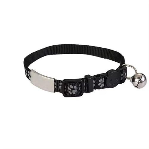 Reflektierendes Katzenhalsband mit Gravur – Personalisiert mit Name & Telefonnummer – Robustes Nylon & Edelstahl – Gravur in Deutschland – Schnell geliefert Schwarz von mypfote.com
