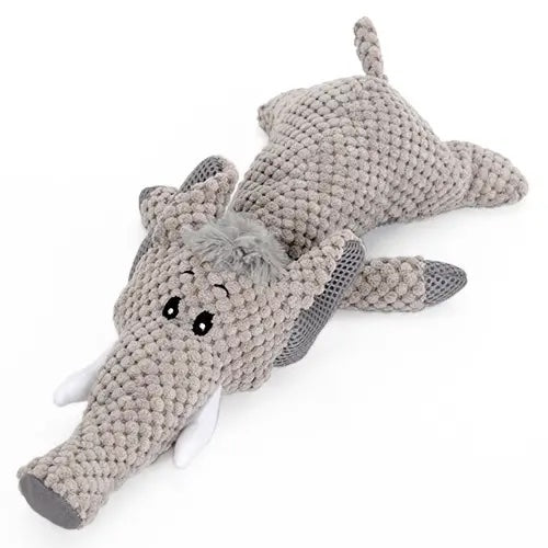 Robustes Hundespielzeug QUIETSCHER – Kuscheltier Wolf, Elefant oder Löwe aus Nylon – Elefant von mypfote.com