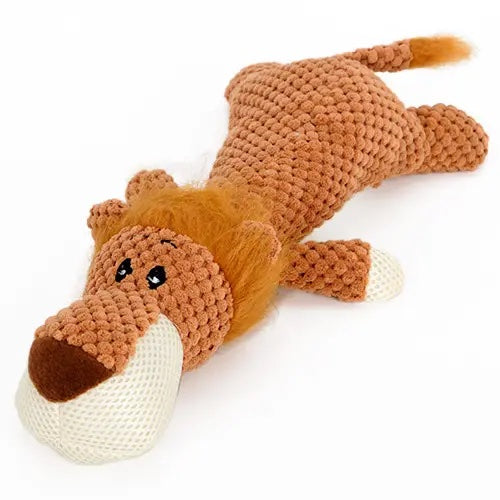 Robustes Hundespielzeug QUIETSCHER – Kuscheltier Wolf, Elefant oder Löwe aus Nylon – Löwe von mypfote.com