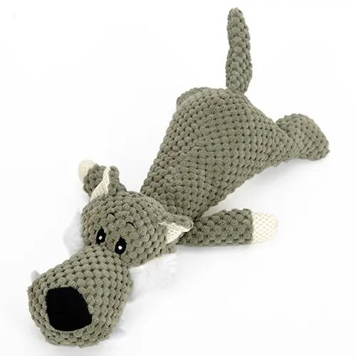 Robustes Hundespielzeug QUIETSCHER – Kuscheltier Wolf, Elefant oder Löwe aus Nylon – Typ: Wolf von mypfote.com