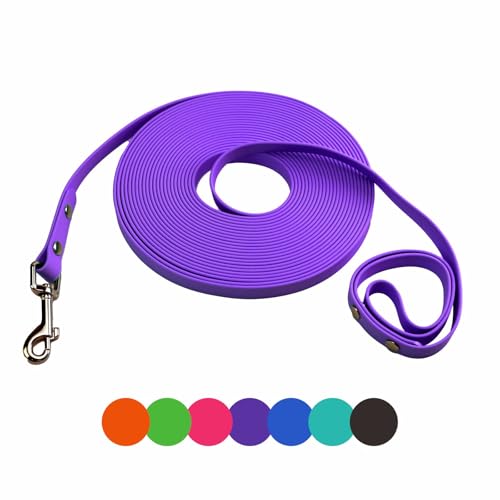 Hundetrainingsleine, leicht zu reinigen, wasserdicht, lange Hundeleine, robuste Schleppleine für Hunde, 1,8 m, 3 m, 4,6 m, 9,1 m, 15,2 m, für Wandern, Hof, Strand und Schwimmen, Lila, 15,2 m Hundetrainingsleine, leicht zu reinigen, wasserdicht, lange Hundeleine, robuste Schleppleine für Hunde, 1,8 m, 3 m, 4,6 m, 9,1 m, 15,2 m, für Wandern, Hof, Strand und Schwimmen, Lila, 15,2 m von myyAA