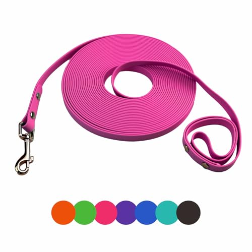 Hundetrainingsleine, leicht zu reinigen, wasserdicht, lange Hundeleine, robuste Schleppleine für Hunde, 1,8 m, 3 m, 4,6 m, 9,1 m, 15,2 m, für Wandern, Hof, Strand und Schwimmen (Rosa, 1,8 m) von myyAA