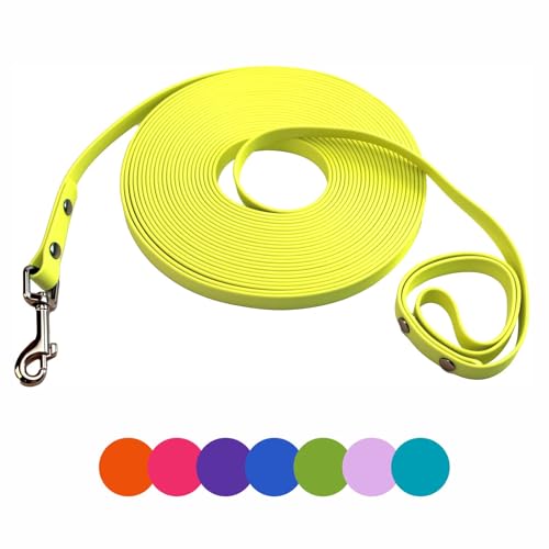 Hundetrainingsleine, leicht zu reinigen, wasserdicht, lange Hundeleine, robuste Schleppleine für Hunde, 1,8 m, 3 m, 4,6 m, 9,1 m, 15,2 m, für Wandern, Hof, Strand und Schwimmen (gelb, 1,8 m) von myyAA