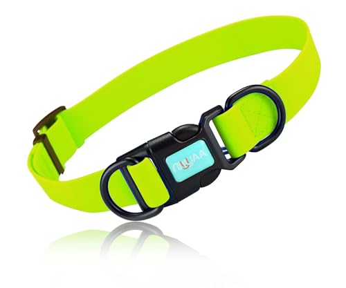 Wasserdichtes Hundehalsband, Gummi, geruchlos, langlebig, verstellbare Hundehalsbänder für kleine, mittelgroße und große Hunde, leicht zu reinigende Halsbänder mit Doppelschnalle und D-Ring (Gelb Wasserdichtes Hundehalsband, Gummi, geruchlos, langlebig, verstellbare Hundehalsbänder für kleine, mittelgroße und große Hunde, leicht zu reinigende Halsbänder mit Doppelschnalle und D-Ring (Gelb von myyAA