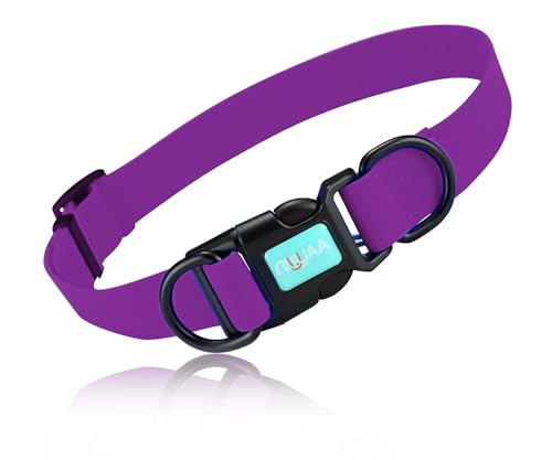 Wasserdichtes Hundehalsband, Gummi, geruchlos, langlebig, verstellbare Hundehalsbänder für kleine, mittelgroße und große Hunde, leicht zu reinigende Halsbänder mit Doppelschnalle und D-Ring (lila Wasserdichtes Hundehalsband, Gummi, geruchlos, langlebig, verstellbare Hundehalsbänder für kleine, mittelgroße und große Hunde, leicht zu reinigende Halsbänder mit Doppelschnalle und D-Ring (lila von myyAA