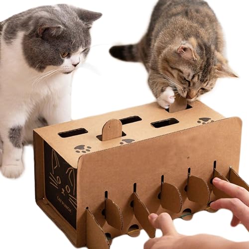 Yamyidar Haustier Katzenspielzeug, Interaktive Katze Jagd Training Katze Teaser Box Puzzle Spielzeug Punch Spiel für Katze Whack-A-Mole von PAPIEEED