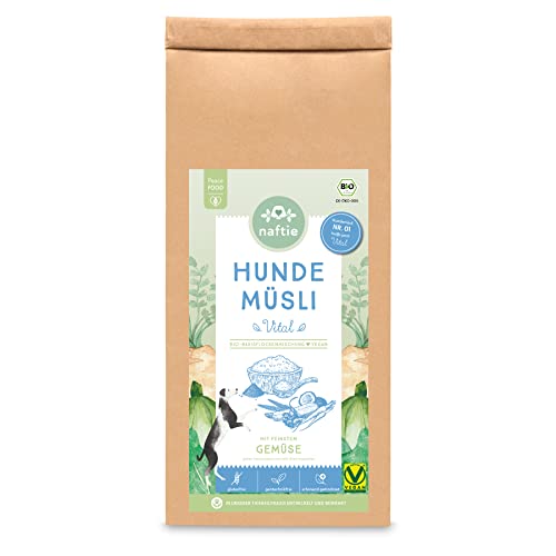 naftie Bio Hundeflocken Hundemüsli Vital mit Gemüse - Flocken-Mix für Hunde mit Hirseflocken Kokosflocken Karottenflocken - glutenfrei - vegan - 1kg von naftie