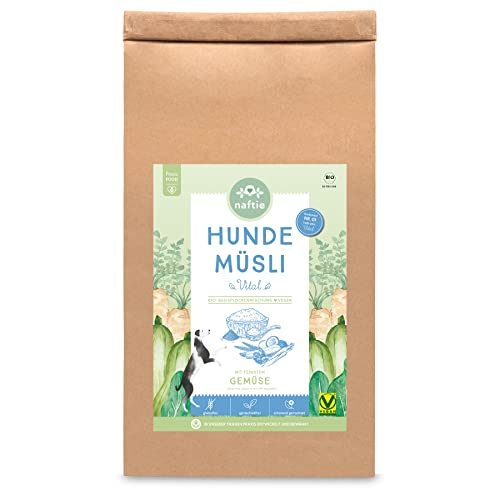 naftie Bio Hundeflocken Hundemüsli Vital mit Gemüse - Flocken-Mix für Hunde mit Hirseflocken Kokosflocken Karottenflocken - auch als Barf-Flocken - 3kg von naftie