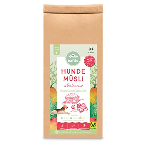 naftie Bio Hundemüsli Balance mit Obst & Gemüse - Flocken-Mix für Hunde mit Vollkorn-Reisflocken & Gemüseflocken - glutenfrei - vegan - 1kg von naftie