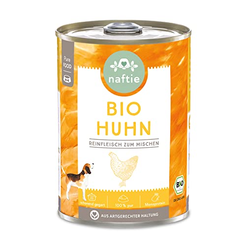 naftie Bio Hundefutter 100% Bio-Huhn - Reinfleisch-Dose Huhn pur - Nassfutter zum Mischen, Barf-Fleisch - Glutenfrei - Getreidefrei - 400 g Dose naftie Bio Hundefutter 100% Bio-Huhn - Reinfleisch-Dose Huhn pur - Nassfutter zum Mischen, Barf-Fleisch - Glutenfrei - Getreidefrei - 400 g Dose von naftie