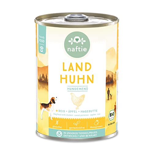 naftie Bio Hundefutter Land Huhn - Premium Nassfutter Menü mit Huhn, Reis, Äpfel und Hagebutten - Glutenfrei - purinarm - Diät-Futter - 400 g Dose naftie Bio Hundefutter Land Huhn - Premium Nassfutter Menü mit Huhn, Reis, Äpfel und Hagebutten - Glutenfrei - purinarm - Diät-Futter - 400 g Dose von naftie