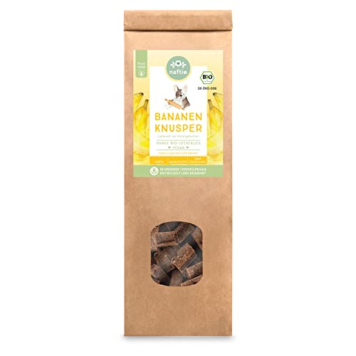 naftie Bio Leckerlies Bananen Knusper Hundekekse - nur für artige Hunde - vegane Hundeleckerli mit Dinkelvollkornmehl - handgebacken - 150g von naftie