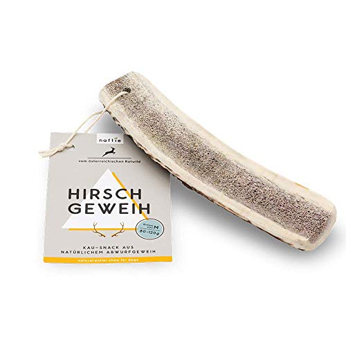 naftie Hirschgeweih halb Geweihknochen - natürlicher Geweih Kausnack - L für große Hunde - Zahnpflege & Zahnstein Kauspielzeug von naftie