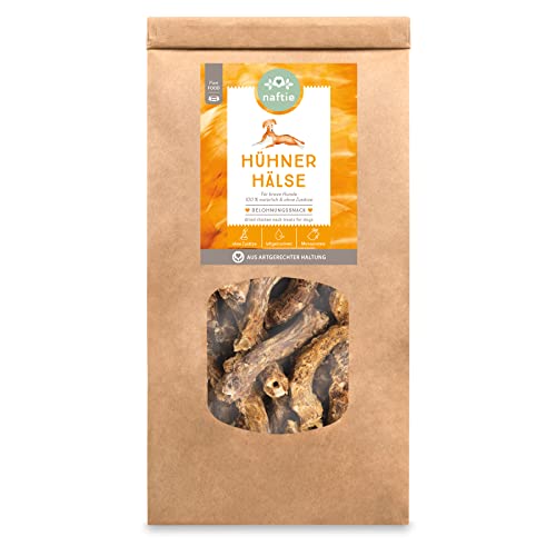 naftie Kausnacks Hühnerhälse getrocknet - für artige Hunde - Vitamine Proteine Calcium - Kauartikel Barf-Snacks Leckerli Training & Belohnung - 250g von naftie