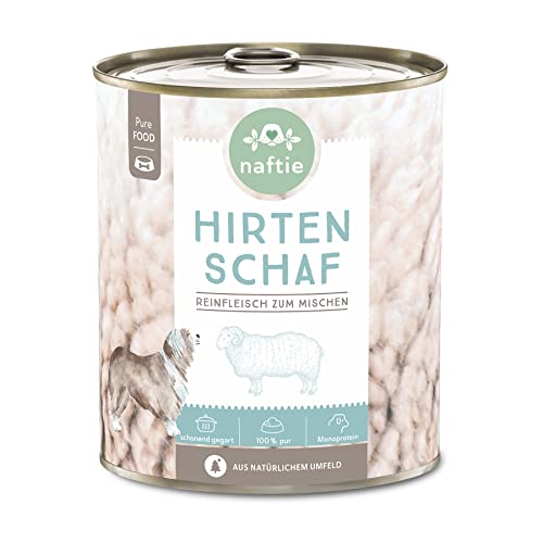 naftie Premium Hundefutter 100% Hirten Schaf - Reinfleisch pur - Nassfutter zum Mischen, Barf-Fleisch - glutenfrei getreidefrei - 800g Dosen von naftie