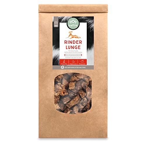 naftie Kausnacks Rinderlunge getrocknet - für artige Hunde - Lungen-Würfel Trainings-Snacks Belohnungs-Leckerli - fettarm klein geruchsarm - 250g von naftie