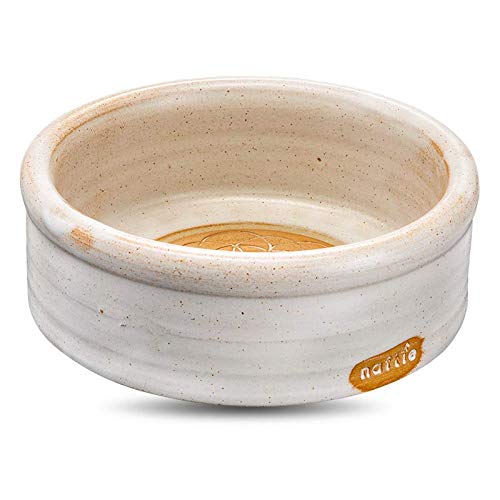 naftie hochwertiger Keramiknapf Mandala Sand weiß - Hunde-Napf & Katzen-Napf Keramik - rund, handgetöpfert - XL - ca. 8cm hoch, 1,8 Liter, 23-24cm von naftie