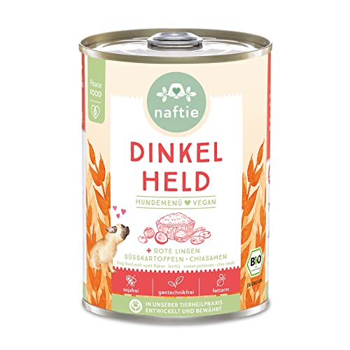 naftie veganes Hundefutter Bio Dinkel Held - Nassfutter Menü mit Dinkelflocken - purinarm - Diät-Futter - 400g von naftie